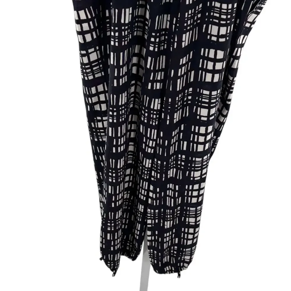 Madewell Navy Blue Brushstroke Plaid Sleeveless Ankle Tie Jumpsuit - Picture 8 of 11